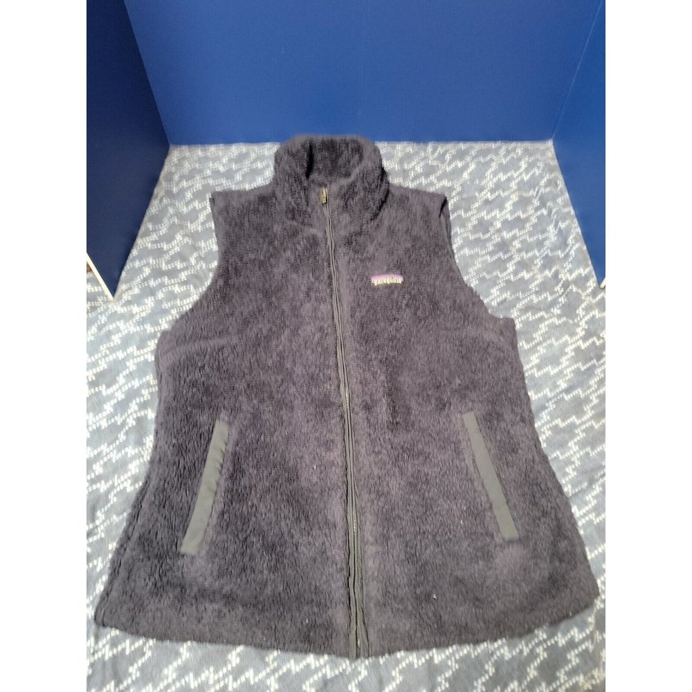 Patagonia Los Gatos El Cap Navy Blue Deep Pile Full Zip Vest Size Medium Used